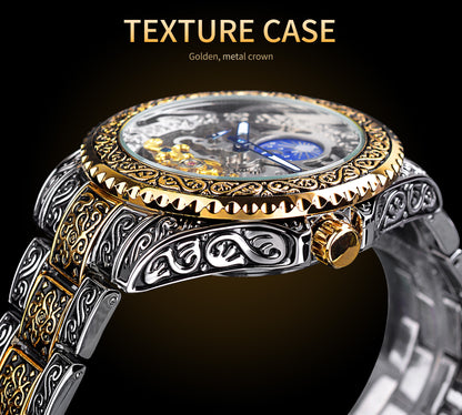 Skeleton Carved Tourbillon Mechanical Watches Luxury Men's Wrist-watch