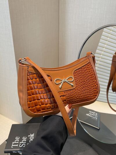 Bow PU Leather Shoulder Bag - Munsieur
