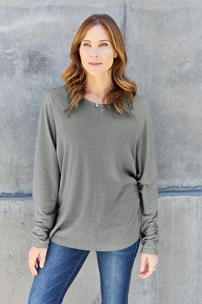 Double Take Full Size Round Neck Long Sleeve T-Shirt - Munsieur