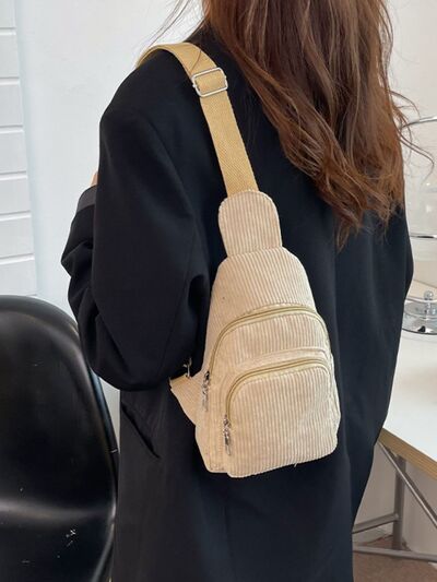 Corduroy Solid Color Crossbody Bag - Munsieur
