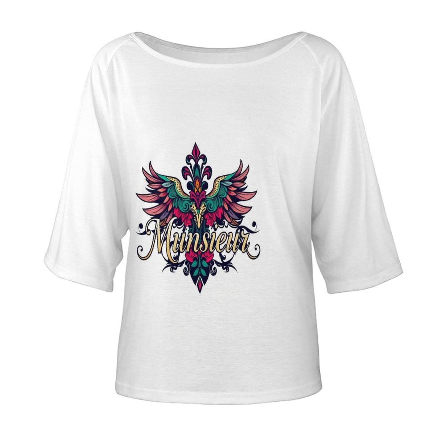 Munsieur Women's Off the Shoulder Half-Sleeve T-shirt