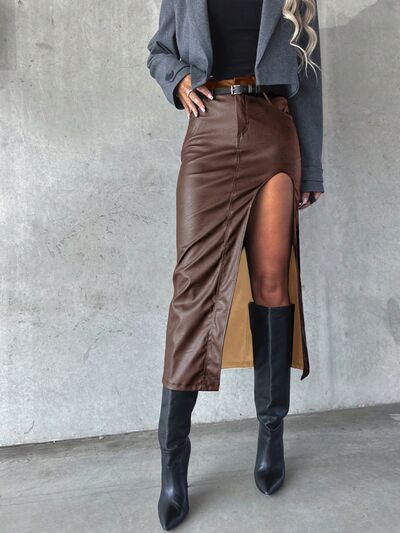 Slit Midi Skirt with Pockets - Munsieur