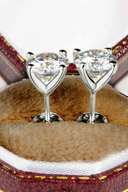 925 Sterling Silver 1 Carat Moissanite 4-Prong Stud Earrings - Munsieur