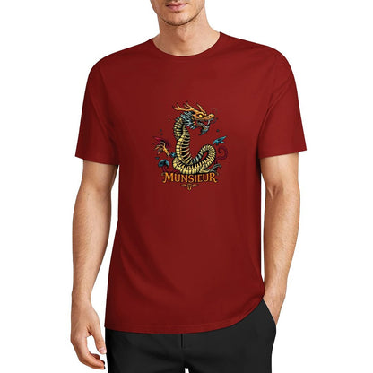 Munsieur Brand Graphic Tee Cotton Men's breathable Dragon Design