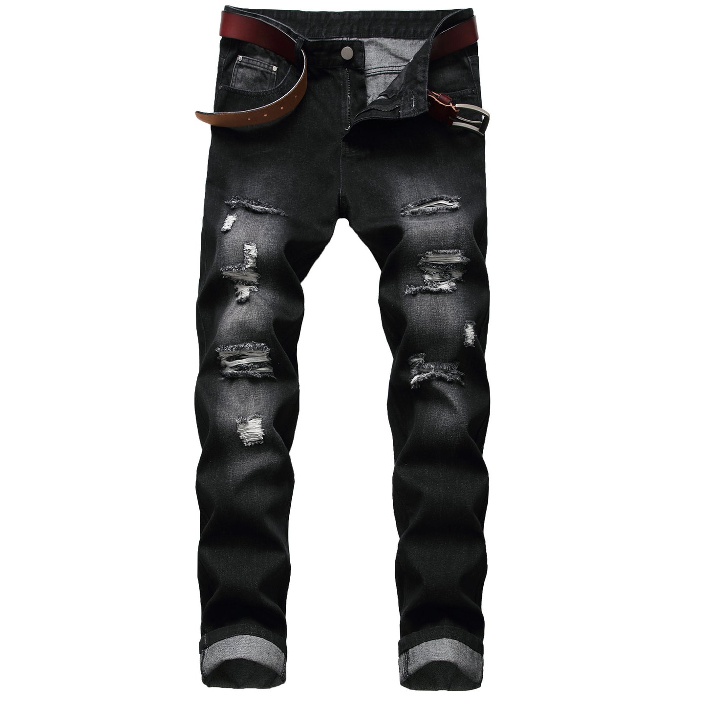 Men's Ripped Pants Fashion Slim-fit Trendy Straight-Leg Men's Pants - Munsieur