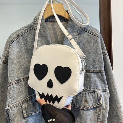 Halloween Skull Shoulder Bag with Love Eyes - Fashion Crossbody Bag