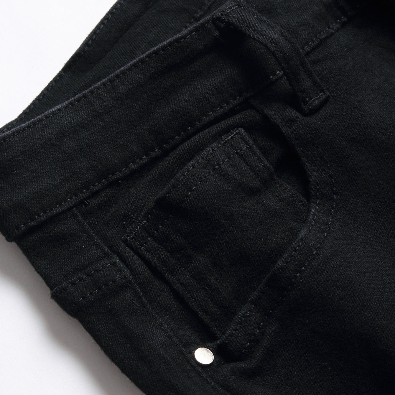 Men's Black Designer Patched Pants High Quality Fabric Slim-fitting