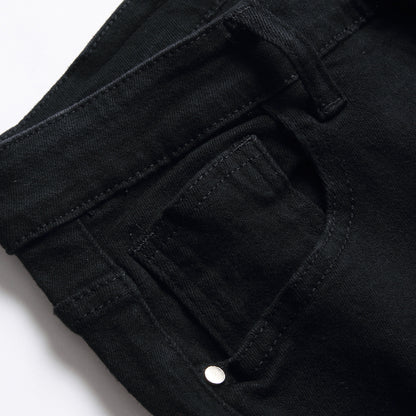 Men's Black Designer Patched Pants High Quality Fabric Slim-fitting