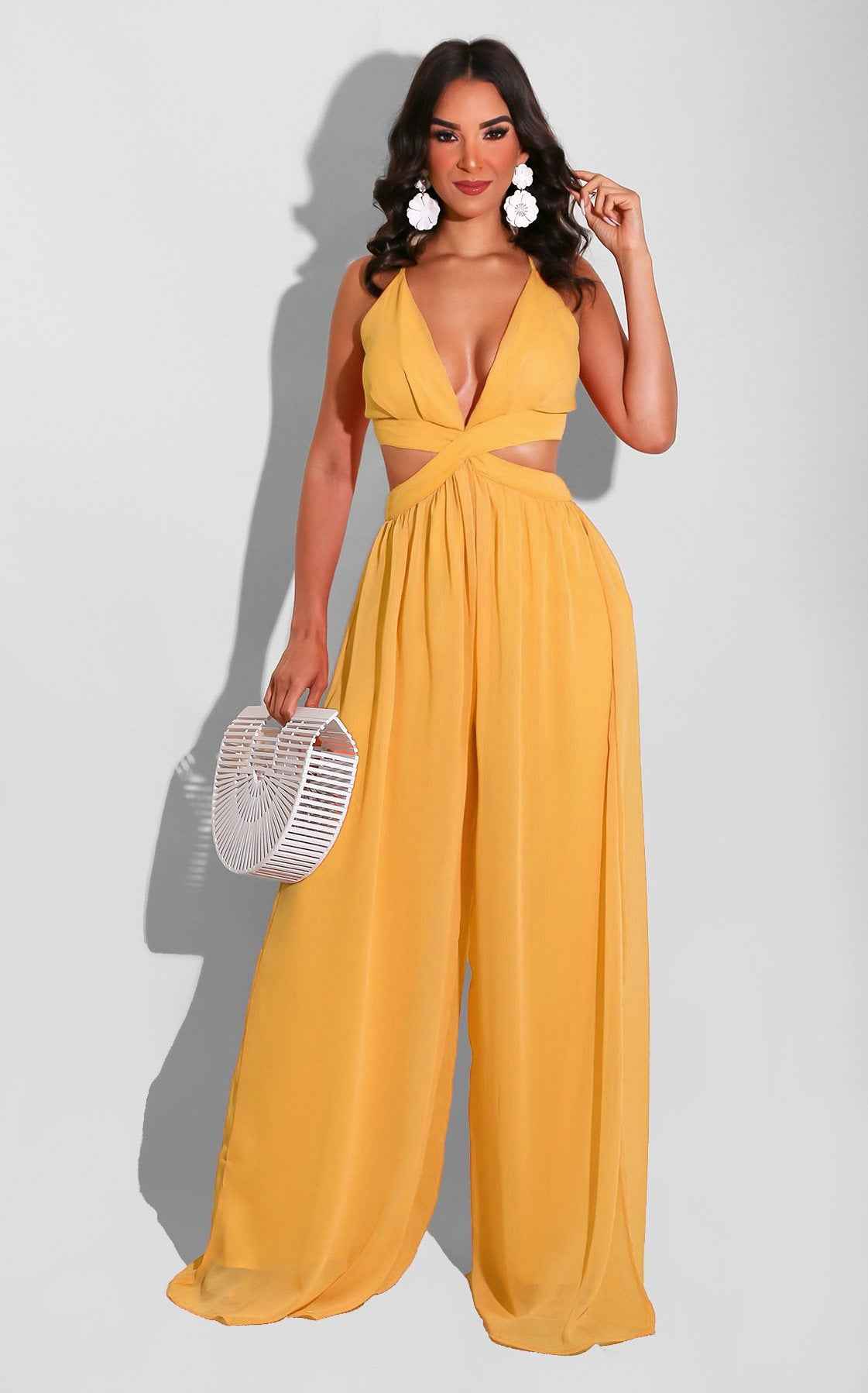 New Solid Color Casual Loose Chiffon Women Jumpsuit