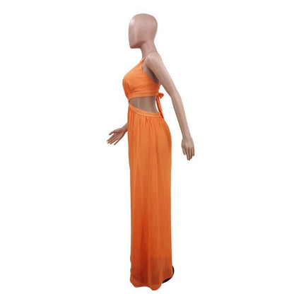 New Solid Color Casual Loose Chiffon Women Jumpsuit