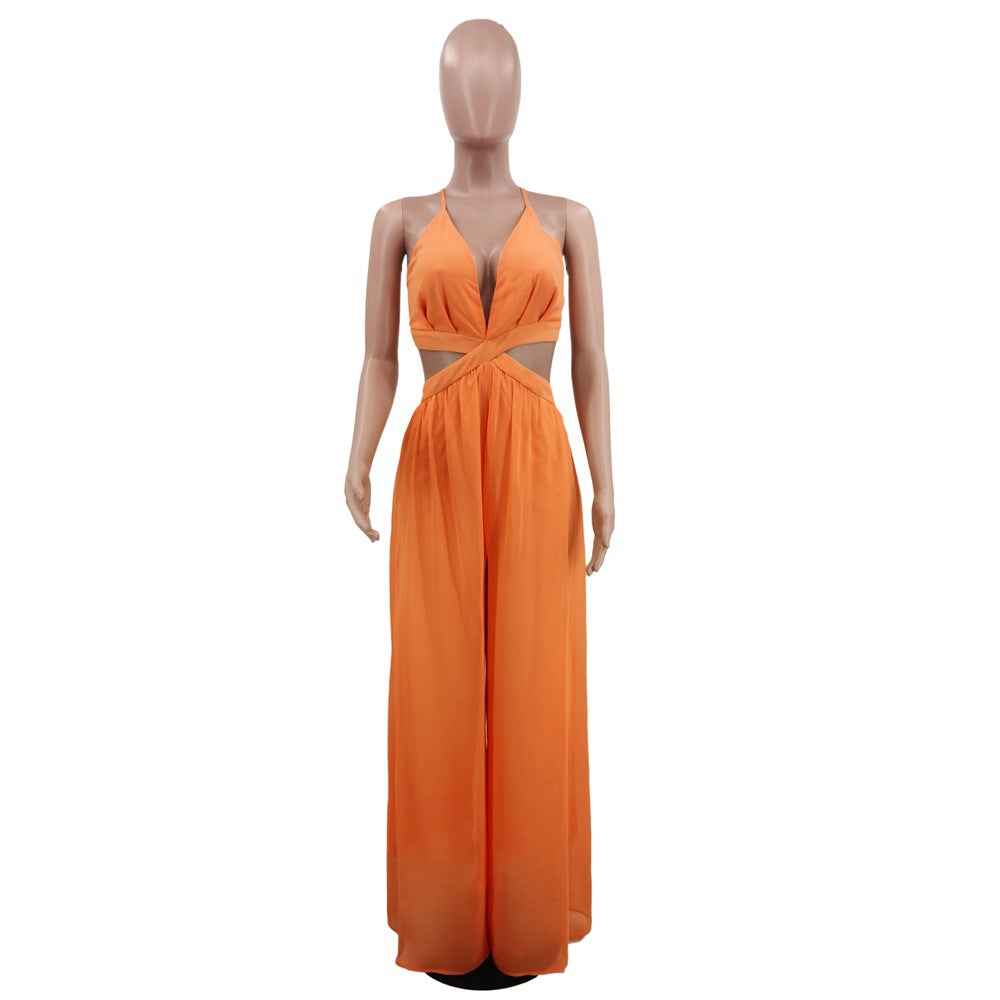 New Solid Color Casual Loose Chiffon Women Jumpsuit