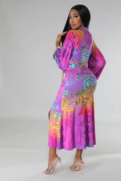 Long Sleeved Cardigan Two Piece Skirt Set