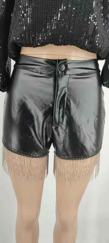 Rhinestone Tassel Faux Leather Bottoms