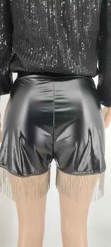 Rhinestone Tassel Faux Leather Bottoms