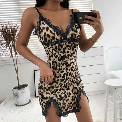 Sexy Lingerie Leopard Print Nightgown