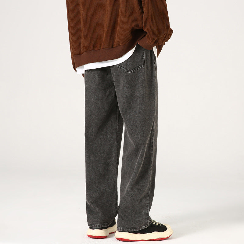 Men's Elastic Waist Loose Straight Drooping Mop Pants
