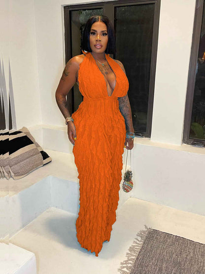 Wave Pattern Sexy Bandeau High Waist Jumpsuit