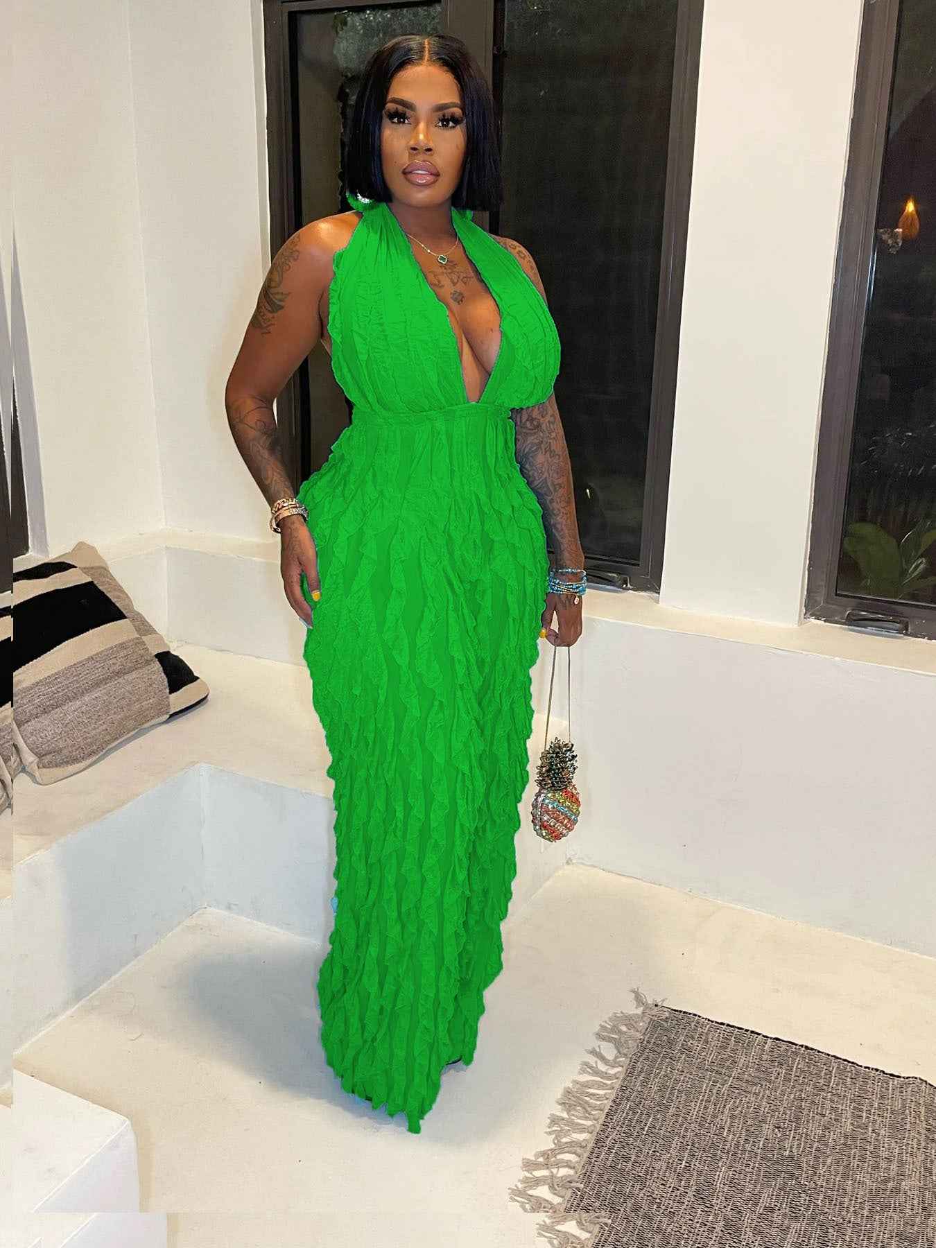 Wave Pattern Sexy Bandeau High Waist Jumpsuit