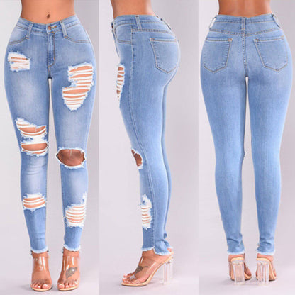 Seluar Jeans Koyak Wanita Baharu yang Selesa