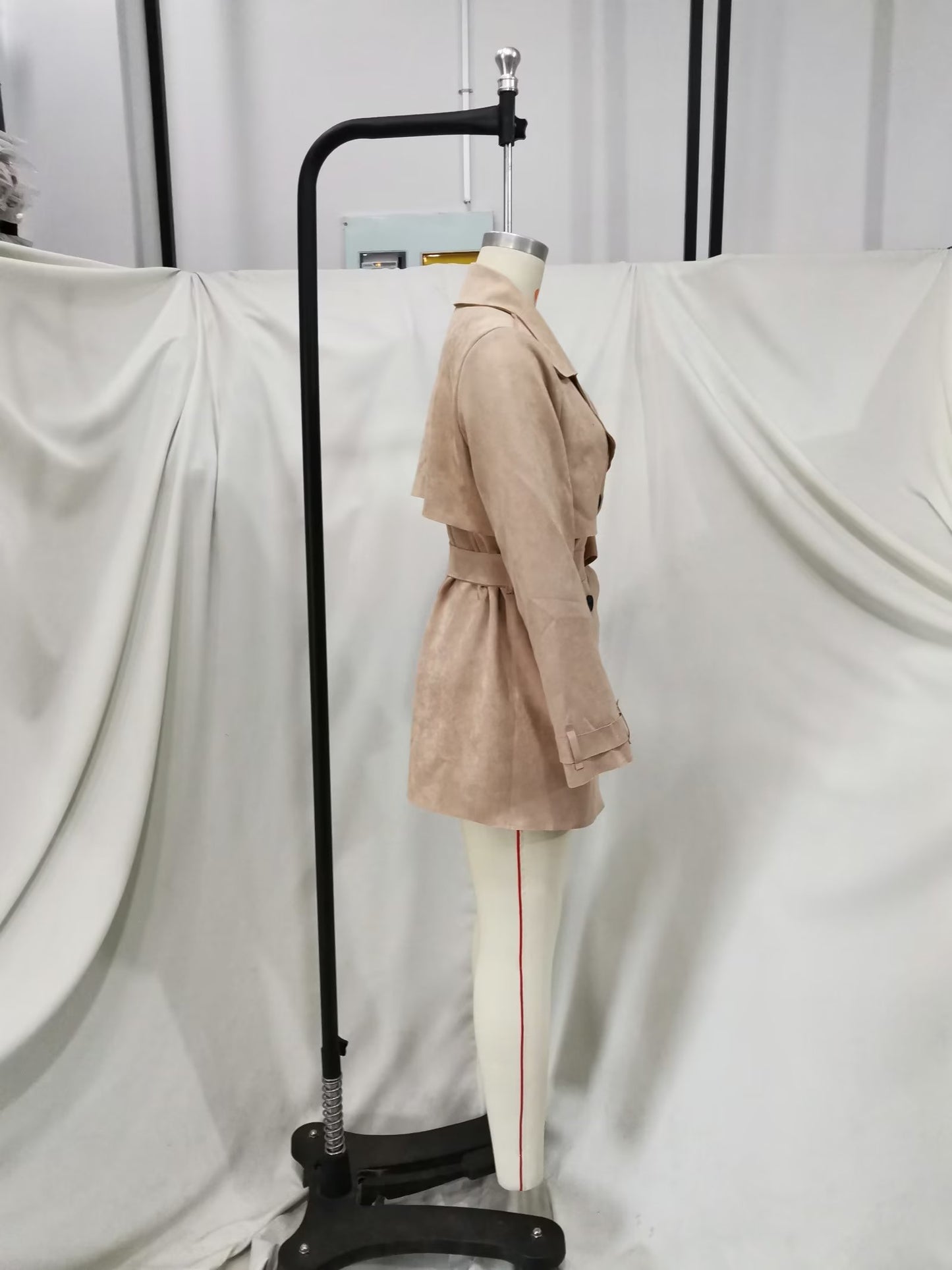 Women's Streetwear Jacket Suede Texture Trench