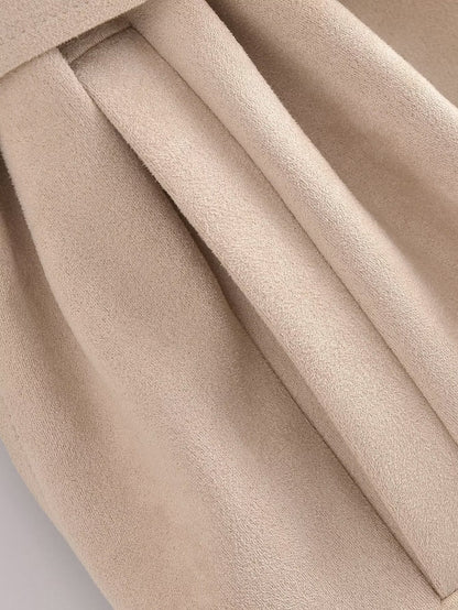 Women's Streetwear Jacket Suede Texture Trench