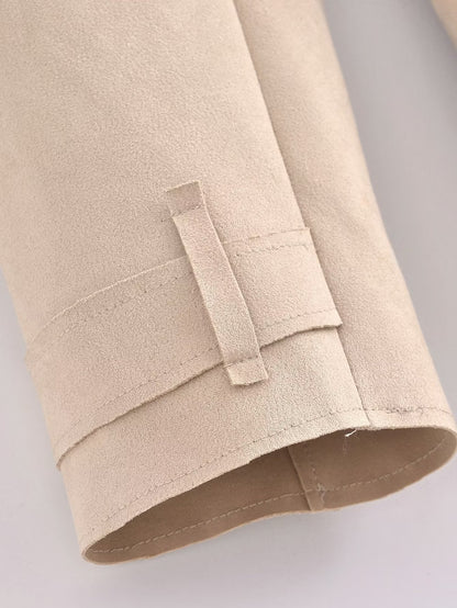 Women's Streetwear Jacket Suede Texture Trench