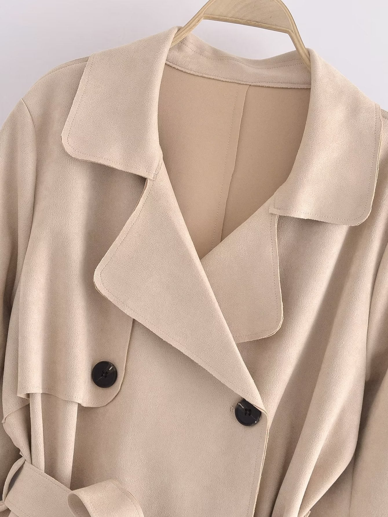 Women's Streetwear Jacket Suede Texture Trench