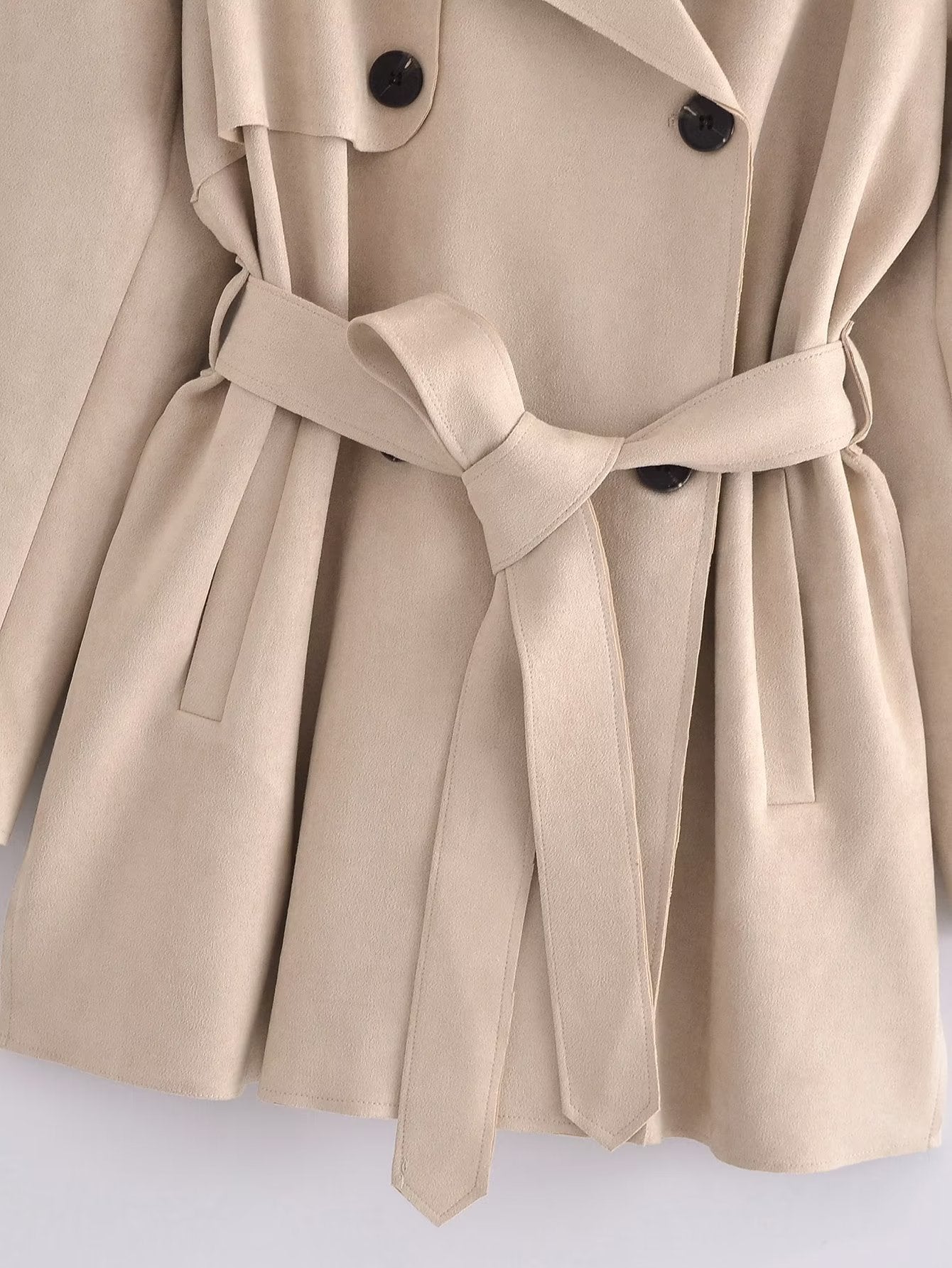 Women's Streetwear Jacket Suede Texture Trench