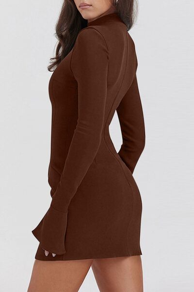 Mock Neck Long Sleeve Mini Dress - Munsieur