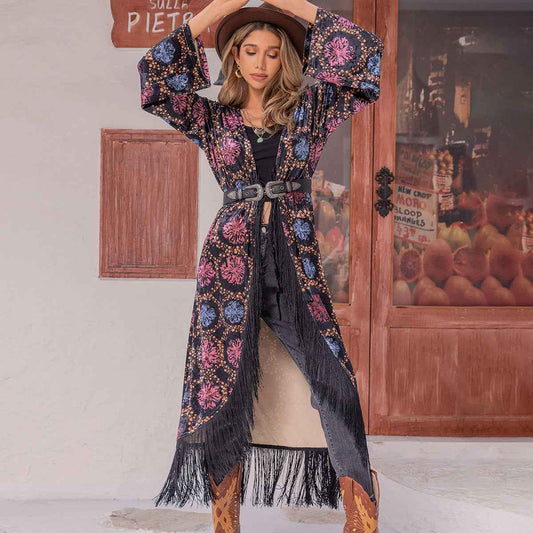 Women's Kimono Jacket with Tassels