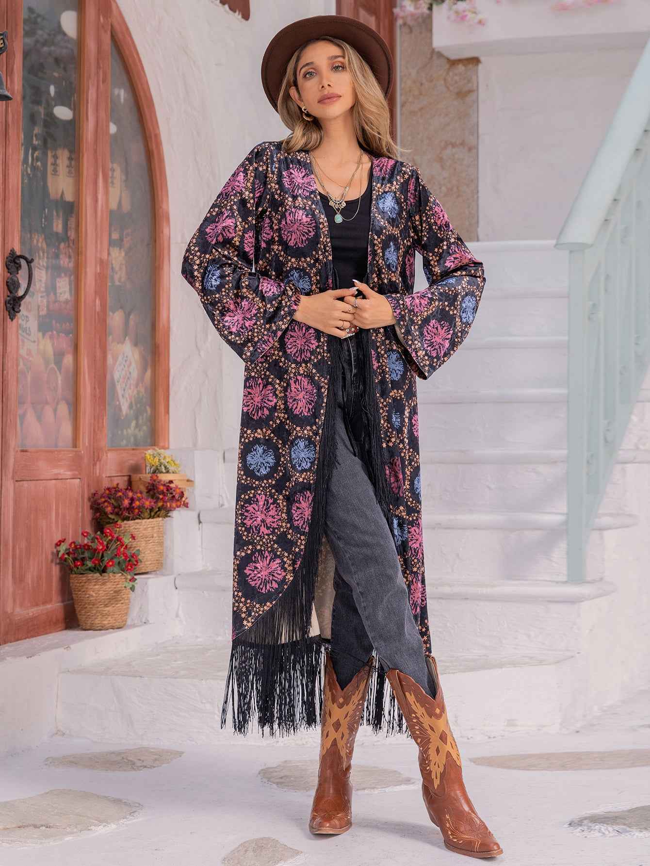 Women's Kimono Jacket with Tassels