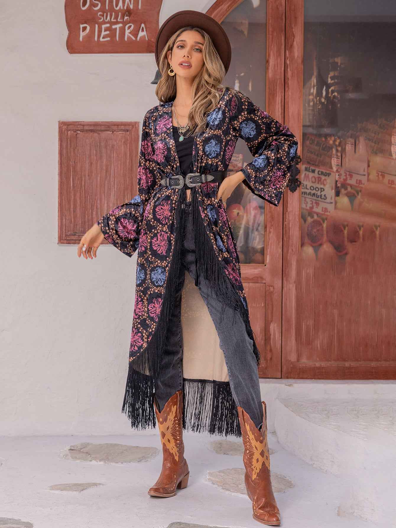 Women's Kimono Jacket with Tassels