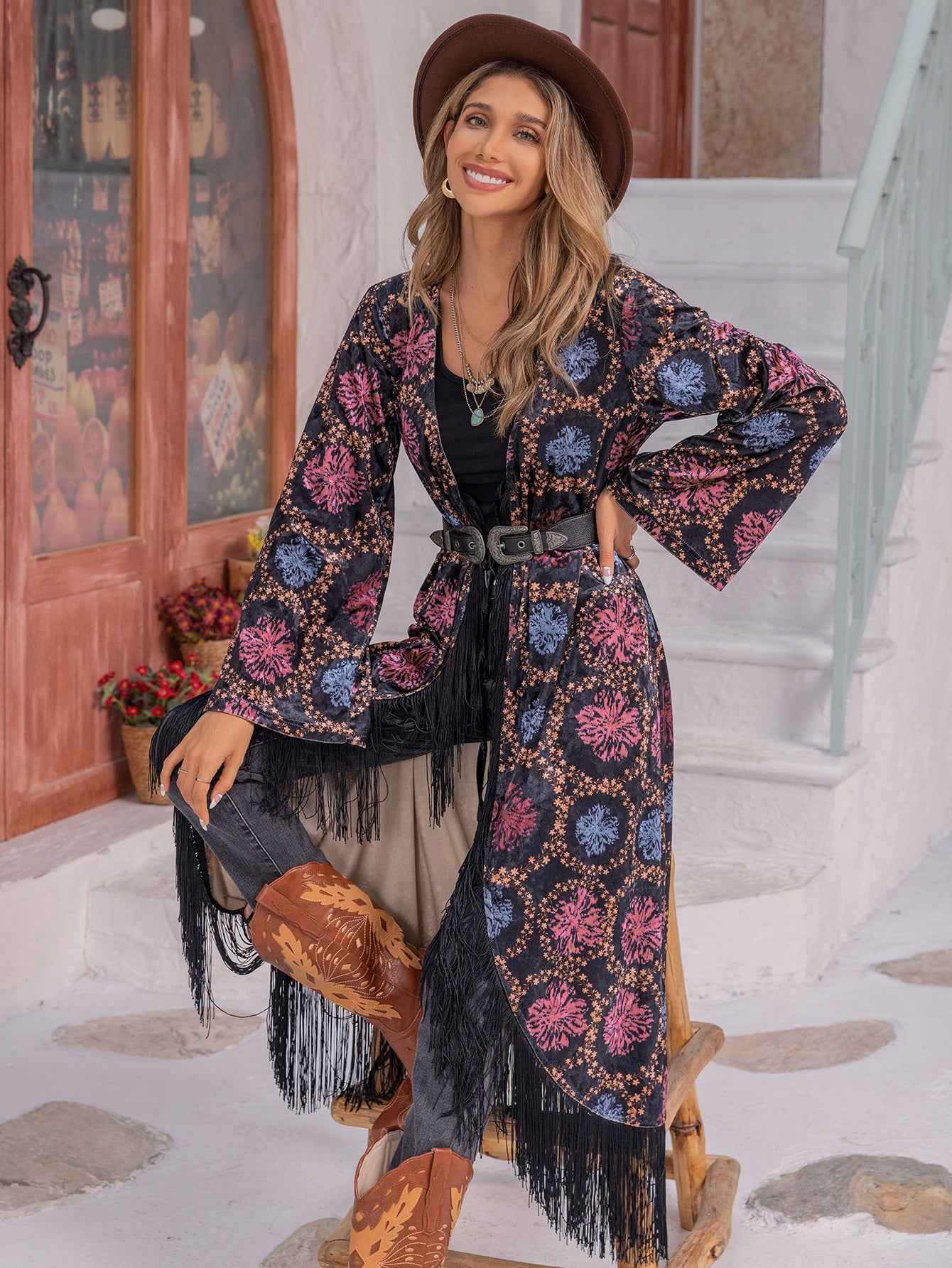 Women's Kimono Jacket with Tassels