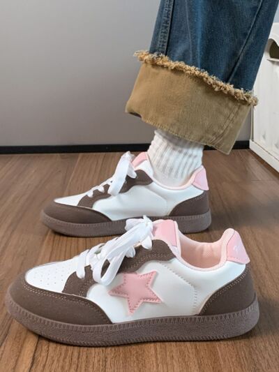 Contrast Star Lace-Up Athletic Sneakers - Munsieur