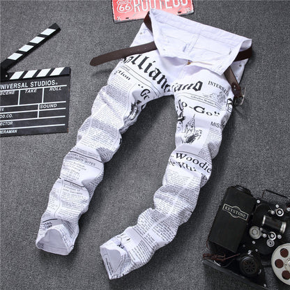 Men's Newspaper Streetwear Fashion Designer Pants