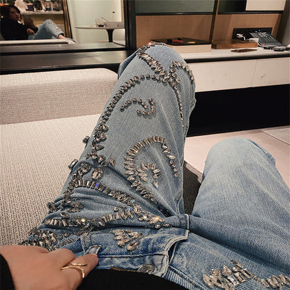 Women's High-Waisted Jeans with Sequin Designer for Her