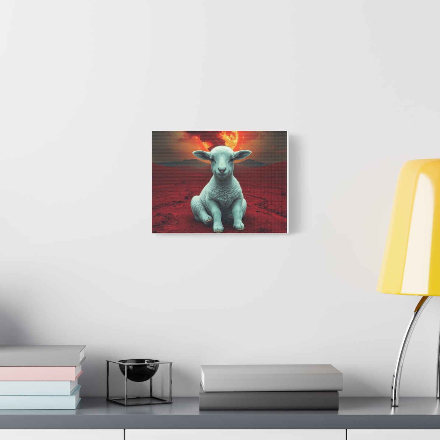 Surreal Sheep Canvas Art, Modern Wall Decor, Home Office Art, Gift for Animal Lovers, Unique Artwork