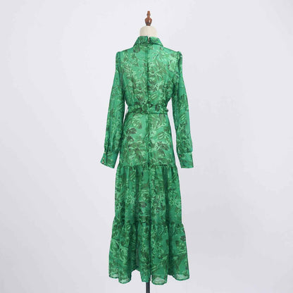 Summer New Elegant Printed Strap Waistband Gentle Dress