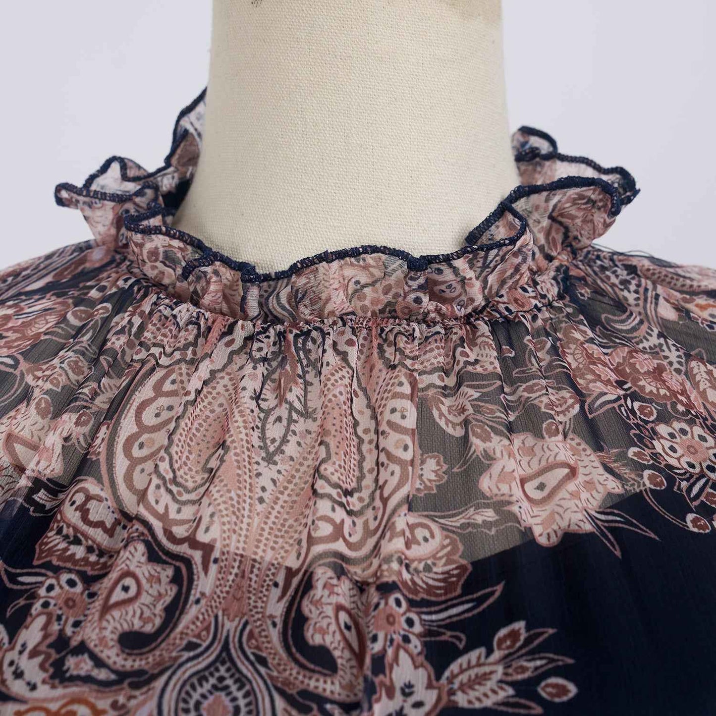 Light Luxury Elegant Retro Printed Long Sleeve Scarf Elegant Dress Two Piece