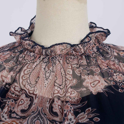 Light Luxury Elegant Retro Printed Long Sleeve Scarf Elegant Dress Two Piece