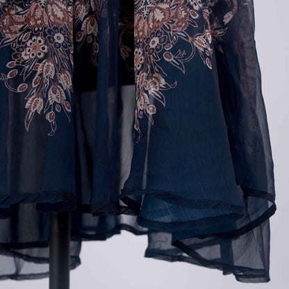 Light Luxury Elegant Retro Printed Long Sleeve Scarf Elegant Dress Two Piece