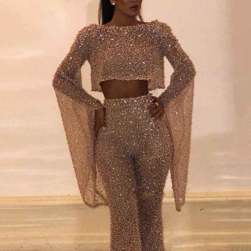 Long Sleeved Backless Jumpsuit Cropped