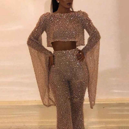 Long Sleeved Backless Jumpsuit Cropped