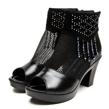 Women's Roman Ankle Boots Fish Mouth