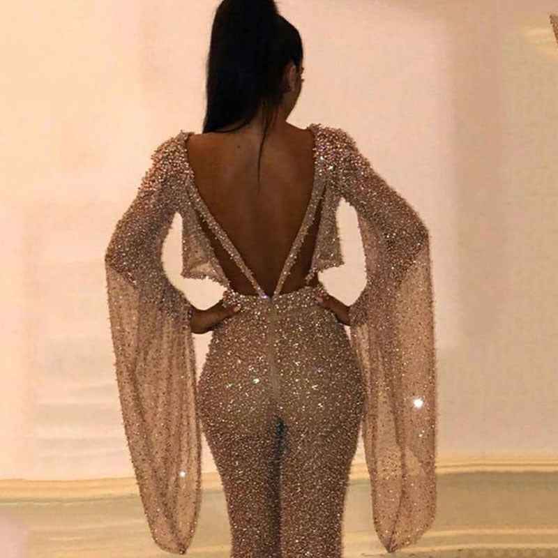 Long Sleeved Backless Jumpsuit Cropped
