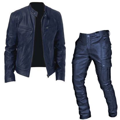 Men's Leather Coat Set Two-piece PU Casual - Munsieur