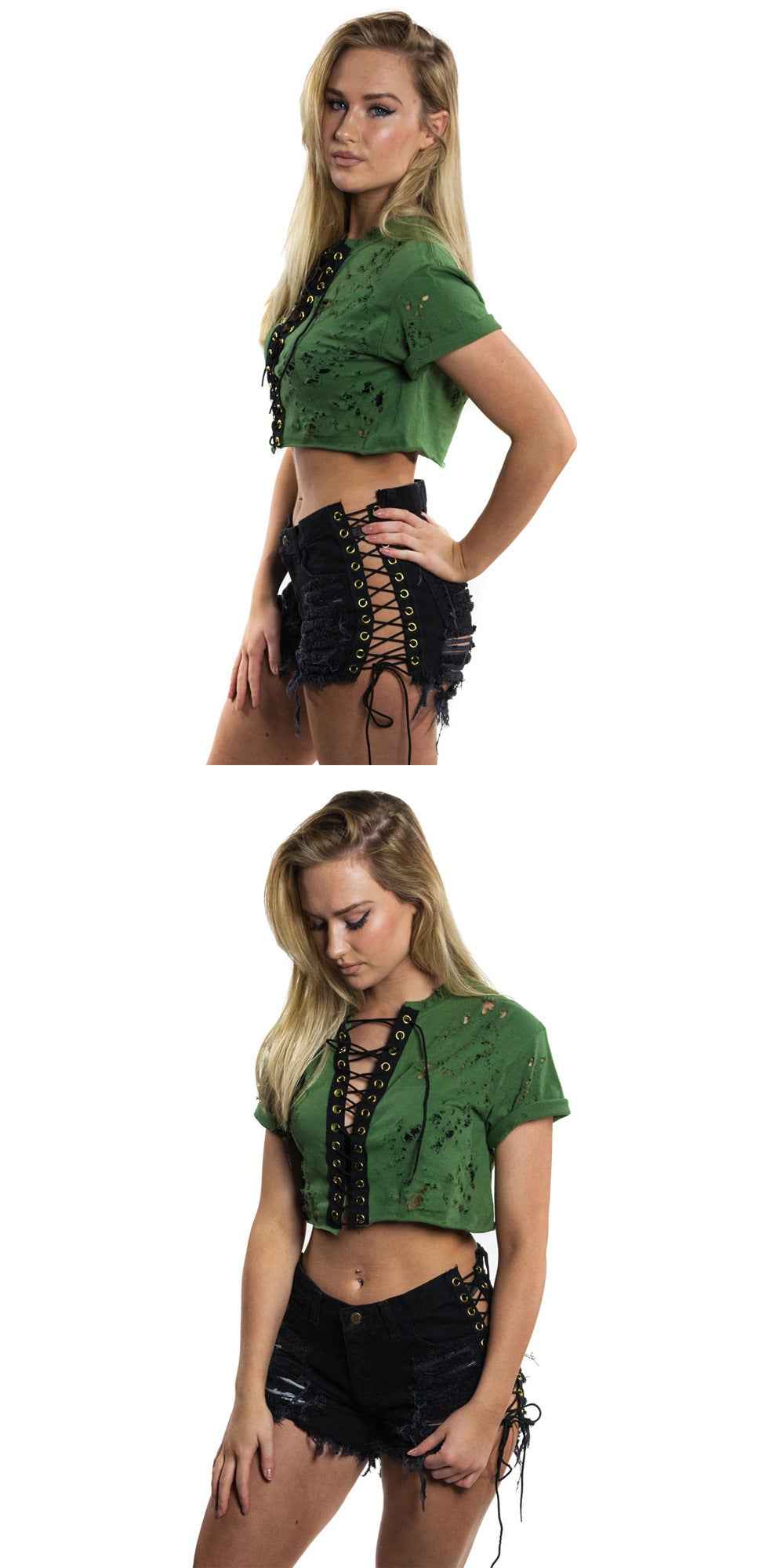 Ripped Bandage Denim Bottoms for Women