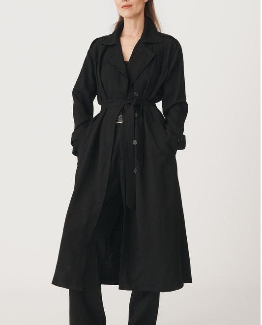 Jaket Wanita Trench Berbutang Dua