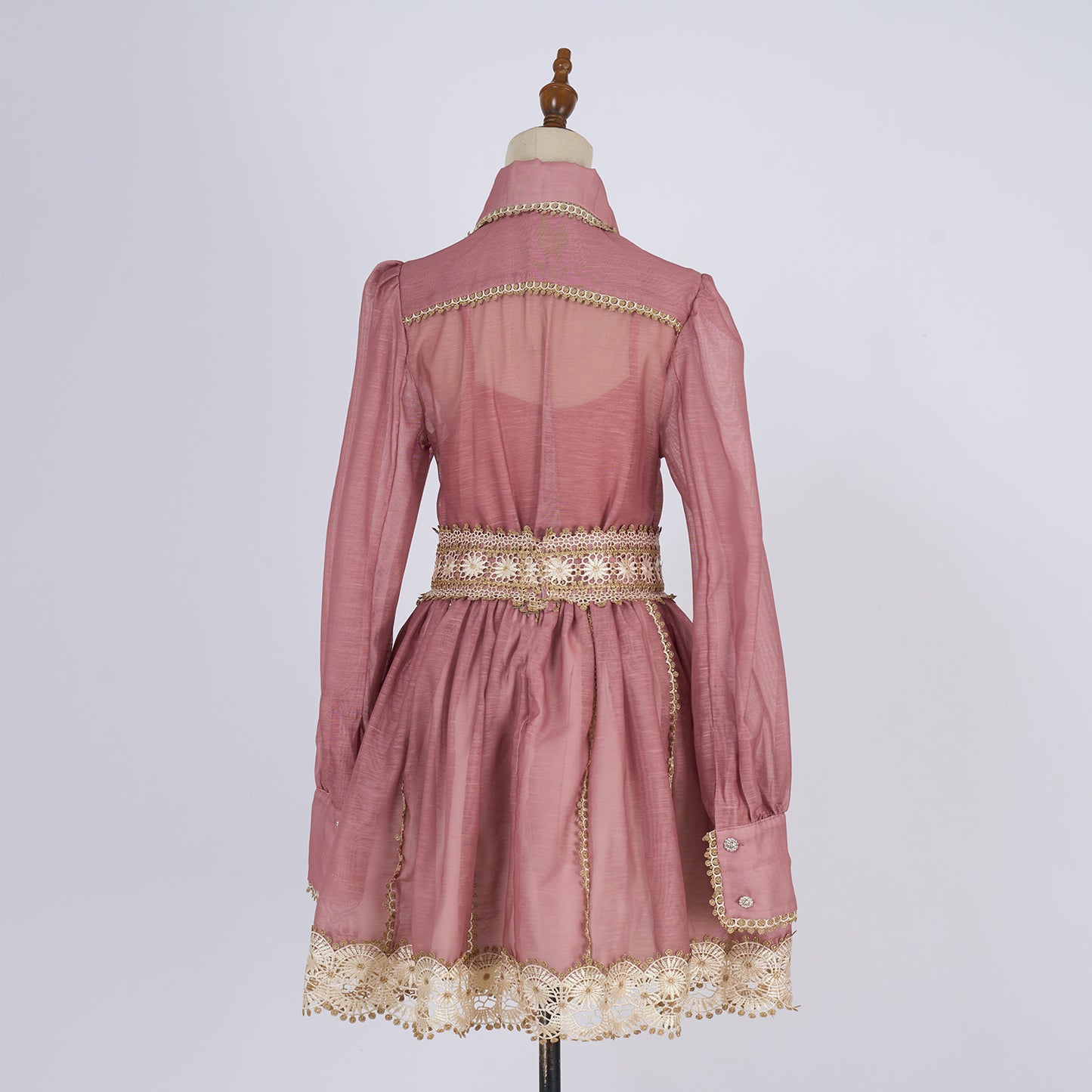 Gold Threaded Heavy Weight Lace Blouse And Half Skirt Set Two Piece