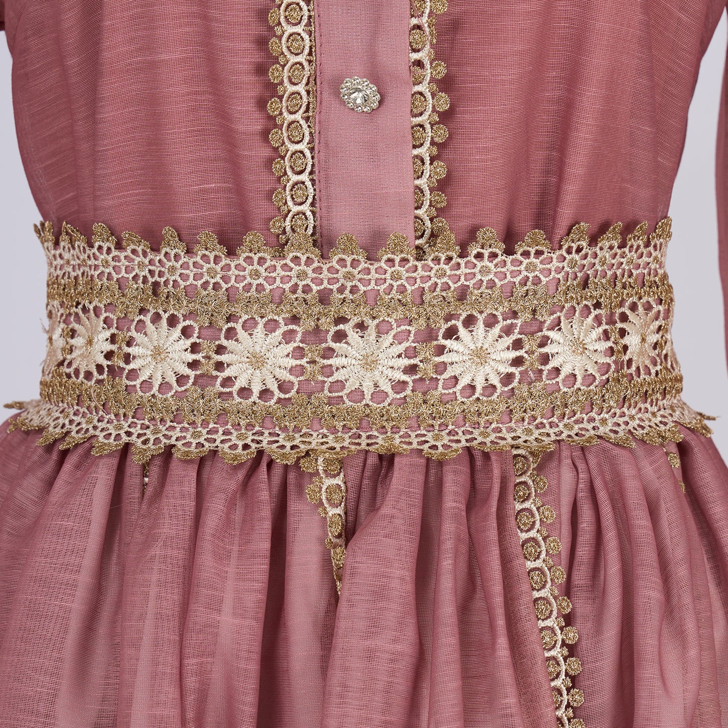 Gold Threaded Heavy Weight Lace Blouse And Half Skirt Set Two Piece